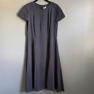 Nordstrom Navy and White Polka Dot Midi Dress